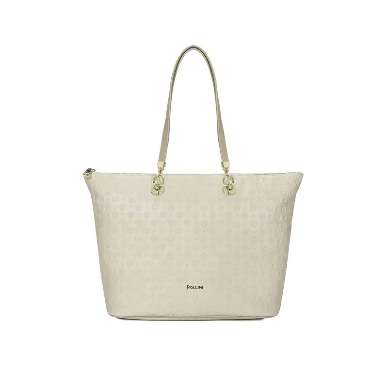 Shopping in pelle Pollini embossed avorio