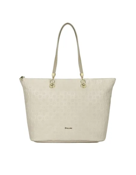 Shopping in pelle Pollini embossed avorio
