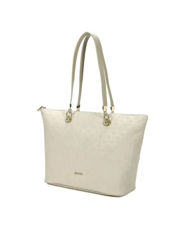 Pollini leather shopping bag ivory