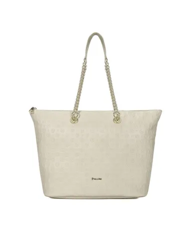 Pollini Leder Einkaufstasche elfenbein