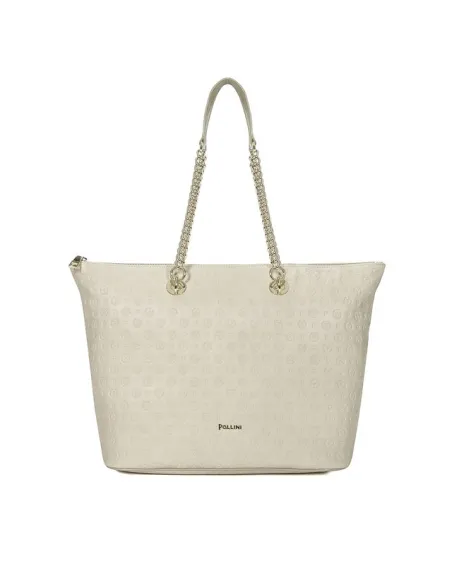 Shopping in pelle Pollini embossed avorio