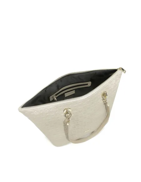 Pollini leather shopping bag ivory