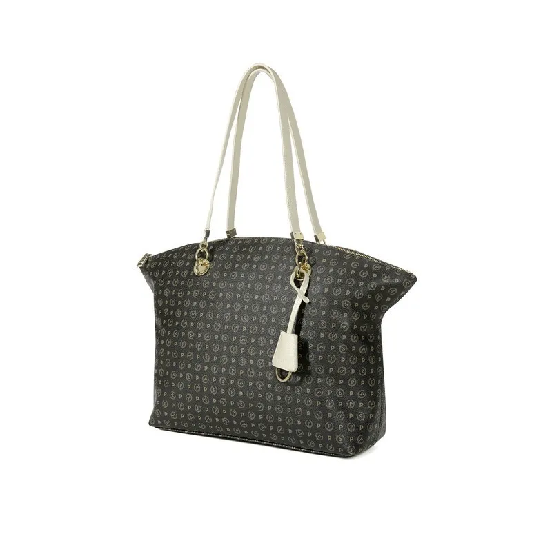 Borsa shopping Pollini Heritage nero-avorio 2