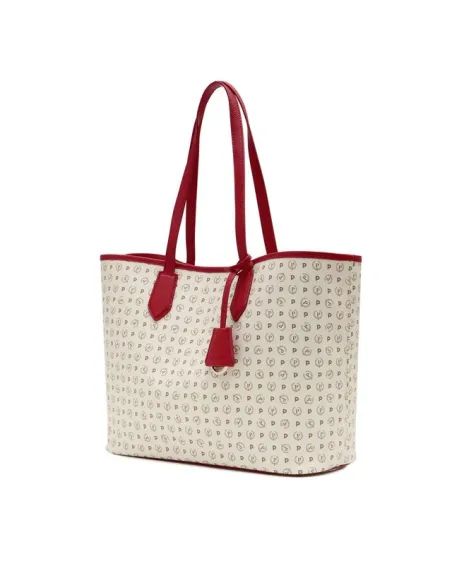 Pollini Heritage Damen-Einkaufstasche mit Magnetöffnung elfenbein-rot