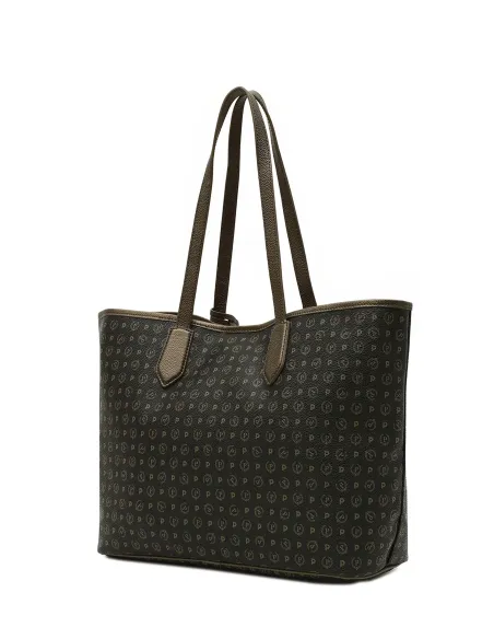 Pollini Heritage Damen-Einkaufstasche mit Magnetöffnung schwarz-bronze