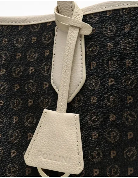 Shopping donna Heritage con apertura con magnete nero-avorio