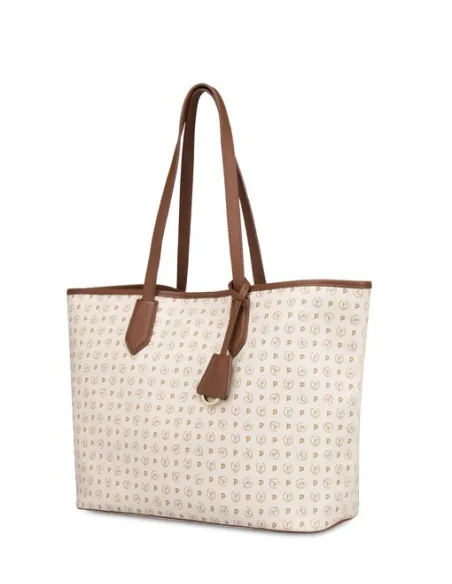 Pollini Heritage Damen-Einkaufstasche mit Magnetöffnung elfenbein-braun
