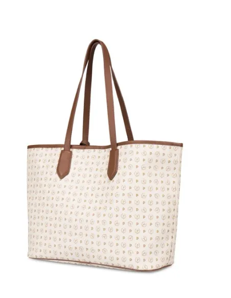 Pollini Heritage Damen-Einkaufstasche mit Magnetöffnung elfenbein-braun
