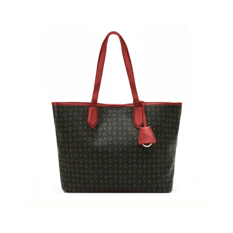 Shopping donna Heritage con apertura con magnete nero-rosso