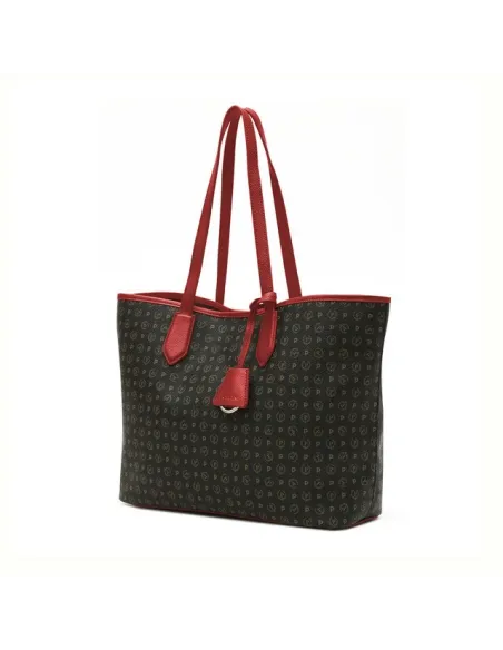 Pollini Heritage Damen-Einkaufstasche mit Magnetöffnung schwarz-rot