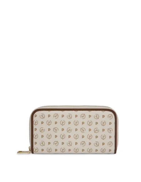 Pollini heritage women's wallet with zip ivory-brown