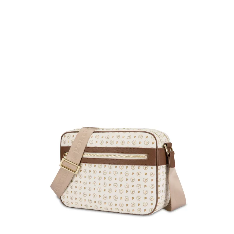 Pollini-Tasche mit Doppelreißverschluss elfenbein-braun 2