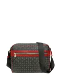 Borsa a tracolla Pollini con doppia zip nero-rosso