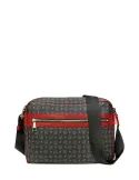 Pollini Shoulder bag with two zipped compartments black-red