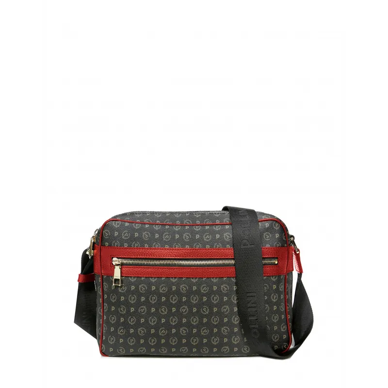 Pollini-Tasche mit Doppelreißverschluss schwarz-rot