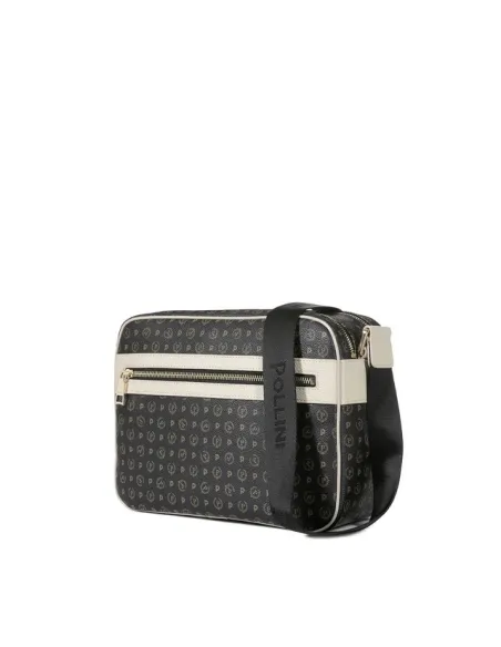 Pollini Shoulder bag with two zipped compartments black-ivory