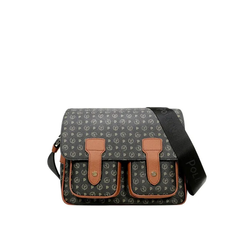 Pollini Shoulder bag with two frontal pockets black-brown