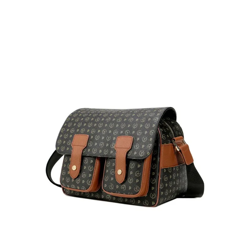 Pollini Shoulder bag with two frontal pockets black-brown 2