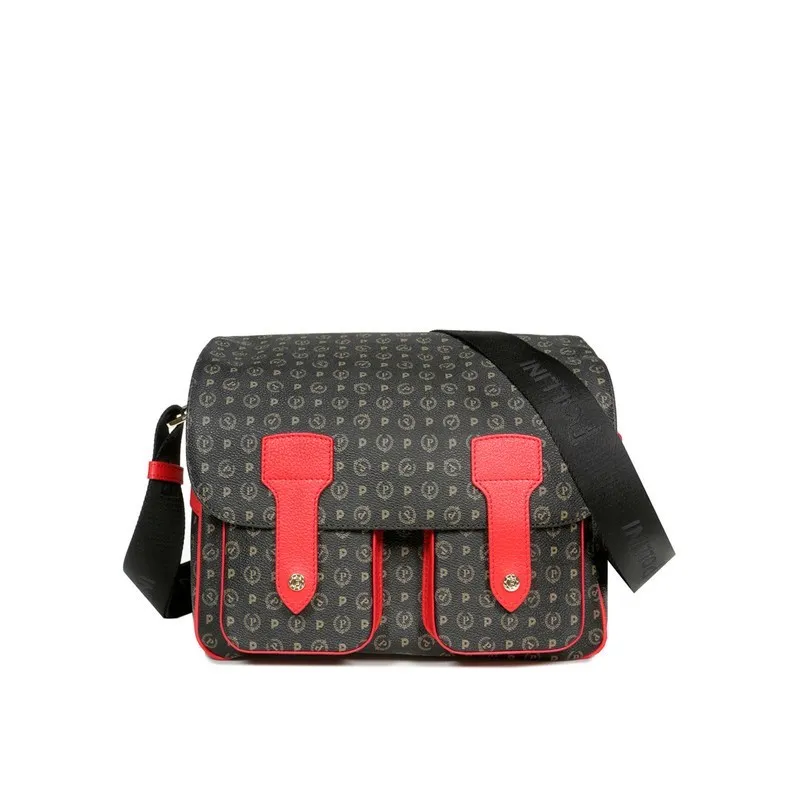 Pollini Heritage Reportertasche schwarz-rot