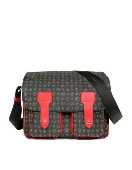 Pollini Shoulder bag with two frontal pockets black-red