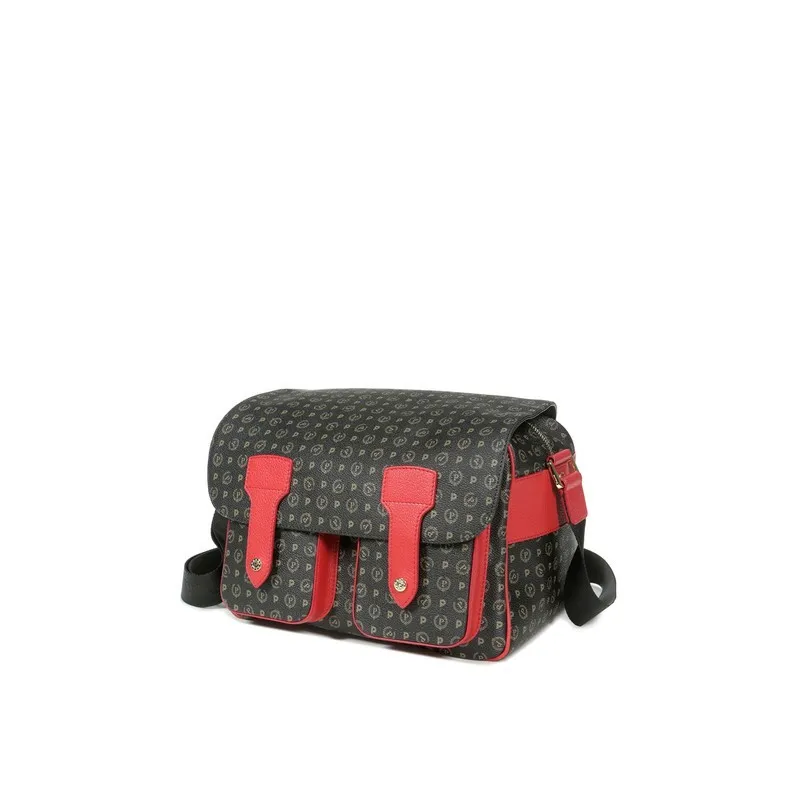 Pollini Shoulder bag with two frontal pockets black-red 2