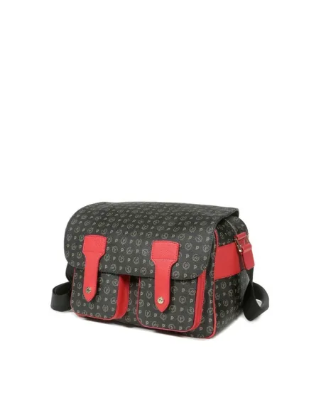 Pollini Shoulder bag with two frontal pockets black-red