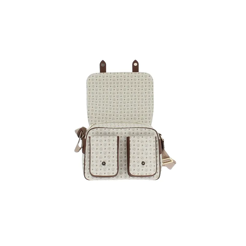 Pollini Shoulder bag with two frontal pockets ivory brown 2