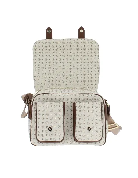 Pollini Shoulder bag with two frontal pockets ivory brown