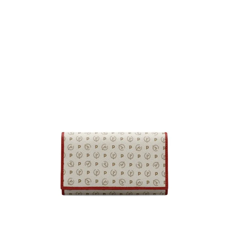 Pollini heritage wallet large ivory-red