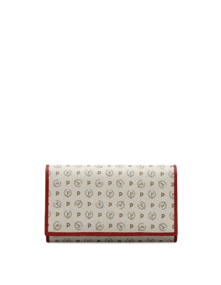 Portafogli Pollini Heritage con pattina avorio-rosso