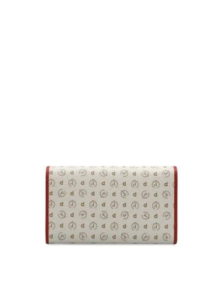 Portafogli Pollini Heritage con pattina avorio-rosso