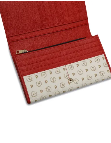 Pollini heritage wallet large ivory-red