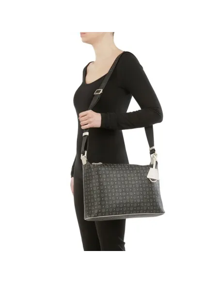Pollini Shoulder bag with zipped opening black-ivory