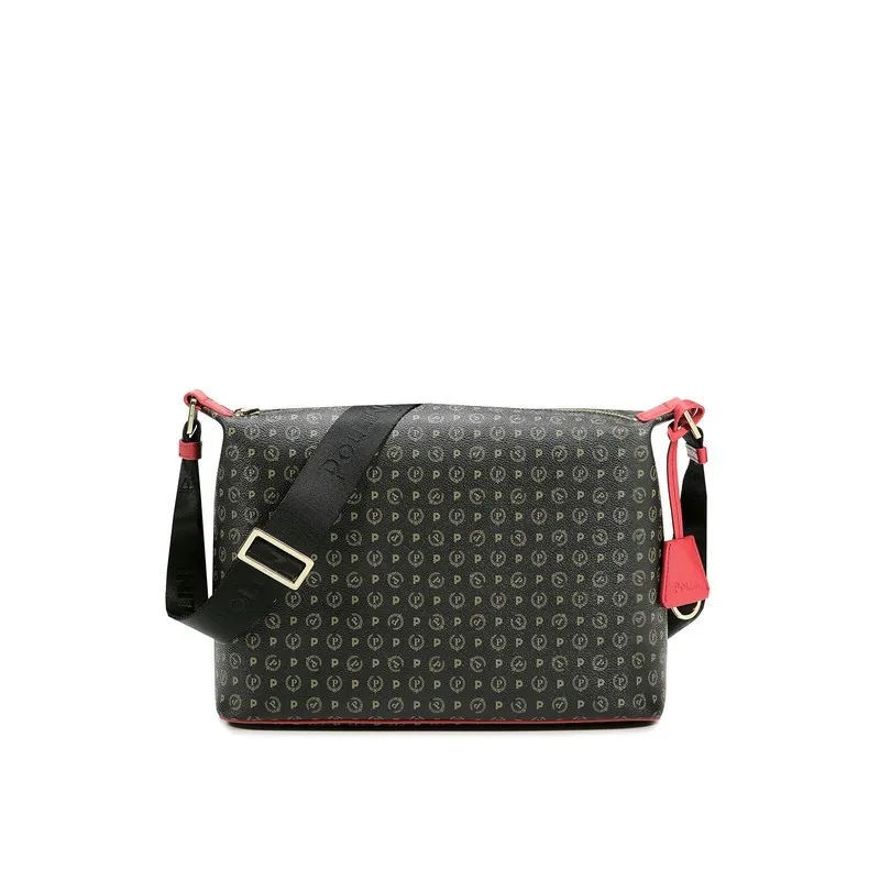 Pollini Shoulder bag with zipped opening black-red