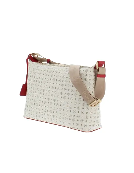 Pollini Shoulder bag with zipped opening ivory-red