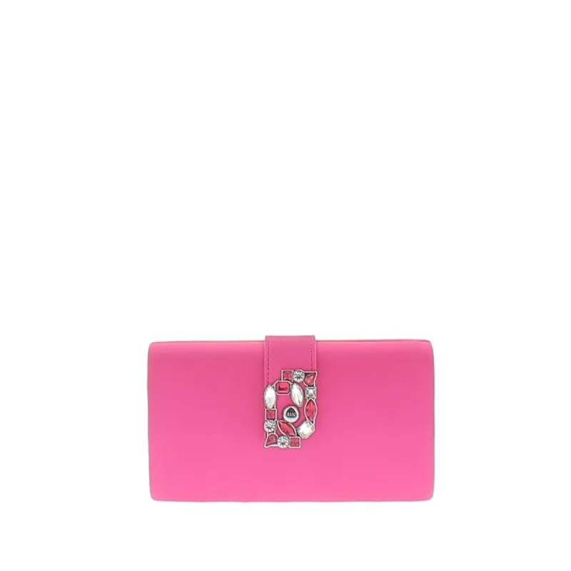 Clutch bag with jewel logo fuxia