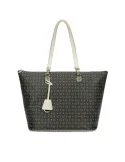 Pollini Shopping bag with zipped opening black-ivory