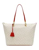 Pollini Shopping bag with zipped opening ivory-red