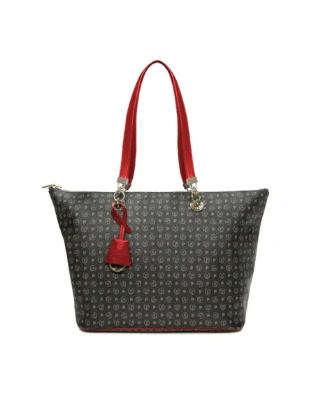 Pollini Shopping bag with zipped opening black-red