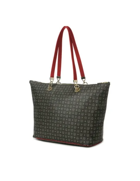 Pollini Shopping bag with zipped opening black-red