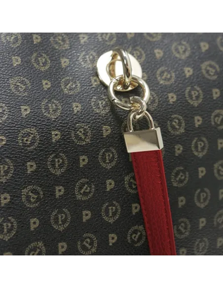 Pollini Shopping bag with zipped opening black-red