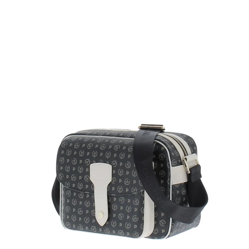 Borsa a tracolla con cerniera Pollini nero-avorio 2