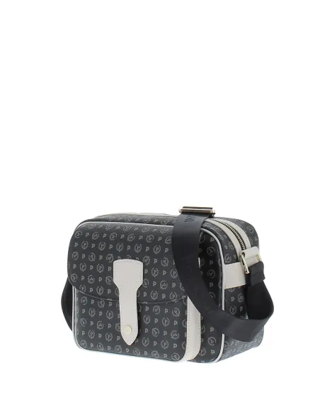Borsa a tracolla con cerniera Pollini nero-avorio