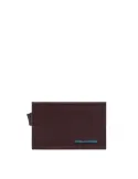 Credit card holder with sliding extraction and flap back pocket Blue Square dark brown