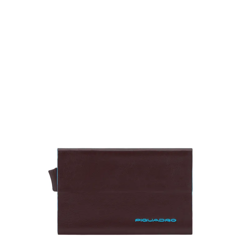 Credit card holder with sliding extraction and flap back...