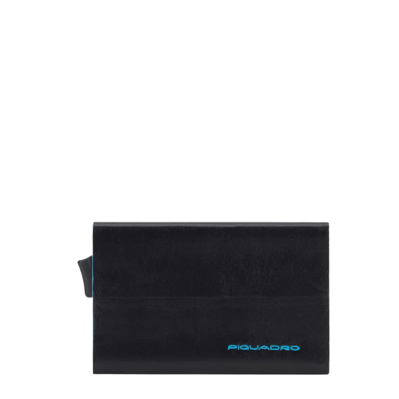 Porta carte di credito con meccanismo in metallo Blue...