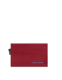 Credit card holder with sliding extraction and flap back pocket Blue Square red