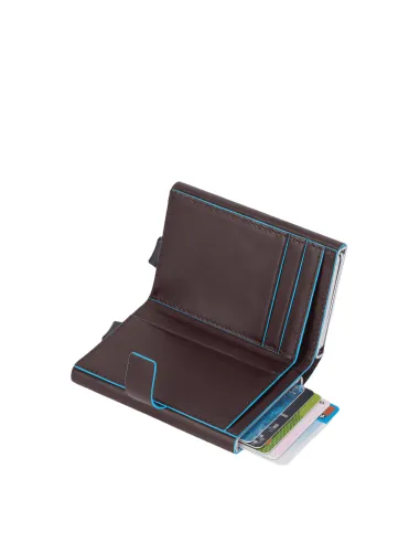 Porta banconote Piquadro Blue Square con porta carte di credito doppio in  metallo mogano