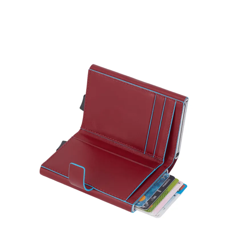 Porta banconote Piquadro Blue Square con porta carte di credito doppio in  metallo rosso