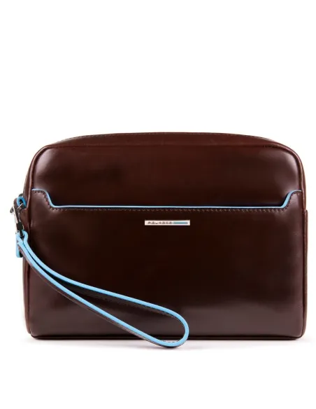 Pochette Piquadro Blue Square con manico mogano